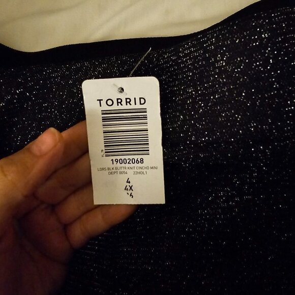 TORRID At The Knee black Glitter Knit Cinched Bodycon Skirt SIZE 26 new year - Picture 9 of 11